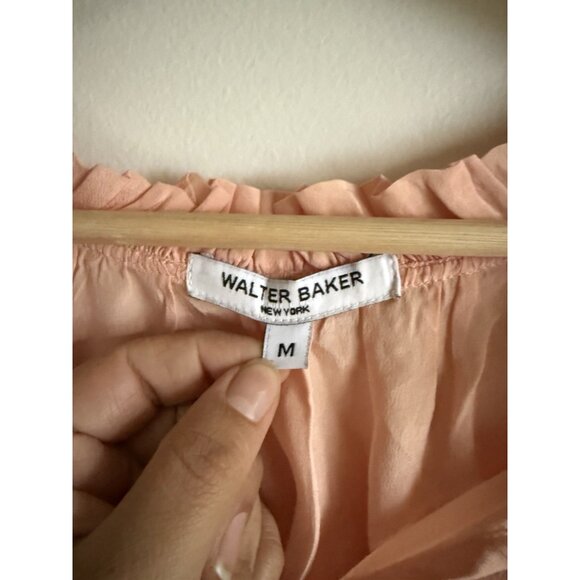 Walter Baker 100% Silk Ruffle V-neck Long Sleeve Blouson Top Modest Careerwear M - Picture 8 of 10